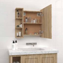 Berkfield Home Mirror Cabinet with LED Sonoma Oak 70x16.5x60 cm in Brown - thumbnail 5