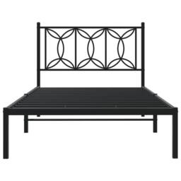Berkfield Home Metal Bed Frame without Mattress with Headboard Black 107x203cm - Size: 107x203 cm - thumbnail 4