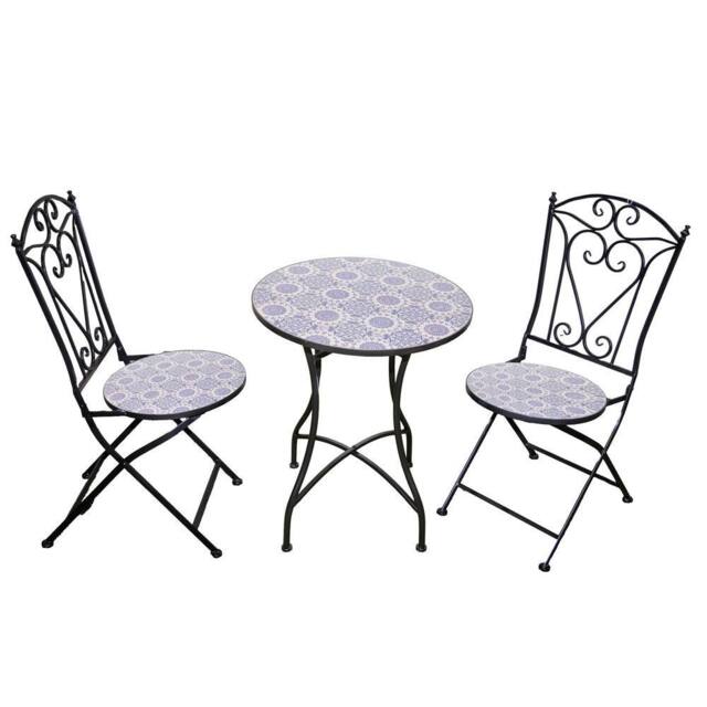 Shatchi Mosaic Bistro Set Three Piece Outdoor Ceramic Table & Chairs - image 1