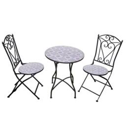 Shatchi Mosaic Bistro Set Three Piece Outdoor Ceramic Table & Chairs - thumbnail 1