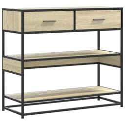 Berkfield Home Console Table Sonoma Oak 90x35x80 cm Engineered Wood in Brown - Size: 90 x 35 x 80 cm - thumbnail 2