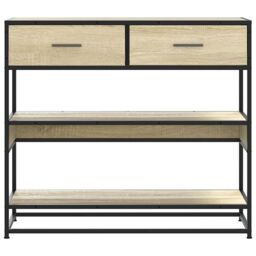 Berkfield Home Console Table Sonoma Oak 90x35x80 cm Engineered Wood in Brown - Size: 90 x 35 x 80 cm - thumbnail 4