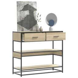 Berkfield Home Console Table Sonoma Oak 90x35x80 cm Engineered Wood in Brown - Size: 90 x 35 x 80 cm - thumbnail 1