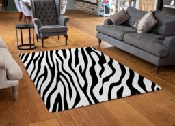 Benjamin Tate Design Print Of Zebra Stripes Designer Rug in Natural - Size: Large - thumbnail 2