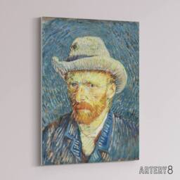 "Artery8 Vincent Van Gogh Self Portrait With Felt Hat Canvas Wall Art Print in Blue - Size: W18"" x H24""" - thumbnail 2