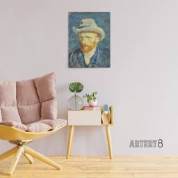 "Artery8 Vincent Van Gogh Self Portrait With Felt Hat Canvas Wall Art Print in Blue - Size: W18"" x H24""" - thumbnail 3