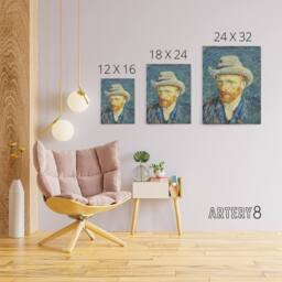 "Artery8 Vincent Van Gogh Self Portrait With Felt Hat Canvas Wall Art Print in Blue - Size: W18"" x H24""" - thumbnail 4