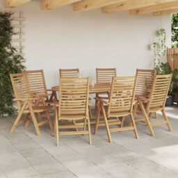 Berkfield Home Garden Chairs Foldable 8 pcs Solid Wood Teak in Brown - thumbnail 4