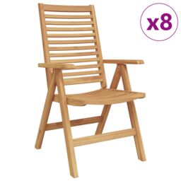 Berkfield Home Garden Chairs Foldable 8 pcs Solid Wood Teak in Brown - thumbnail 3