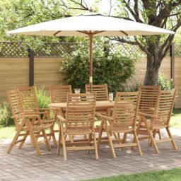 Berkfield Home Garden Chairs Foldable 8 pcs Solid Wood Teak in Brown - thumbnail 1