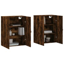 Berkfield Home Wall Mounted Cabinets 2 pcs Smoked Oak Engineered Wood in Brown - thumbnail 3