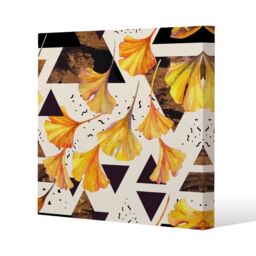 Benjamin Tate Design Orangle Flowers & Triangles (Canvas Print) / 61 x 61 x 4cm in Natural - Size: 61 x 61 x 4 cm - thumbnail 1