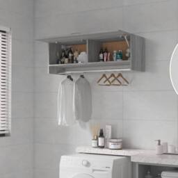 Berkfield Home Wardrobe Grey Sonoma 100x32.5x35 cm Engineered Wood - thumbnail 7