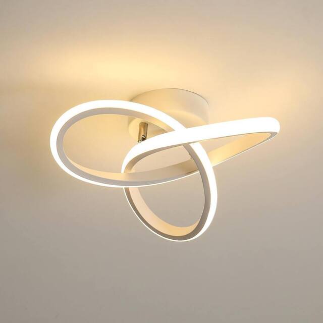 Goeco LED Ceiling Light Modern Curved Design for Bedroom Hallway 3000K in White - Size: 10 inches - image 1