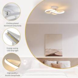 Goeco LED Ceiling Light Modern Curved Design for Bedroom Hallway 3000K in White - Size: 10 inches - thumbnail 6