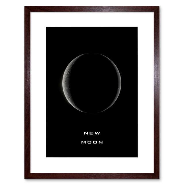 "Artery8 Wall Art Print Phases of the Moon Astronomy New Moon Lunar Space Poster Artwork Framed 9X7 Inch in Brown - Size: W7"" x H9""" - image 1