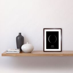 "Artery8 Wall Art Print Phases of the Moon Astronomy New Moon Lunar Space Poster Artwork Framed 9X7 Inch in Brown - Size: W7"" x H9""" - thumbnail 2