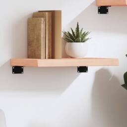 Berkfield Home Wall Shelf 40x20x4 cm Untreated Solid Wood Oak in Light Brown - Size: 40 x 20 x 4 cm - thumbnail 2