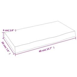 Berkfield Home Wall Shelf 40x20x4 cm Untreated Solid Wood Oak in Light Brown - Size: 40 x 20 x 4 cm - thumbnail 7