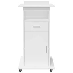 Berkfield Home Lectern with Wheels & Drawer White 55x55x107 cm Engineered Wood - Size: 55 x 55 x 107 cm - thumbnail 4