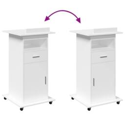 Berkfield Home Lectern with Wheels & Drawer White 55x55x107 cm Engineered Wood - Size: 55 x 55 x 107 cm - thumbnail 7