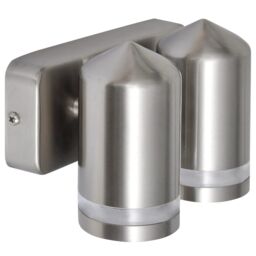 Berkfield Home LED Wall Lamp Stainless Steel Down with Cone Head in Silver - thumbnail 1
