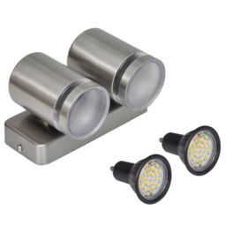 Berkfield Home LED Wall Lamp Stainless Steel Down with Cone Head in Silver - thumbnail 4