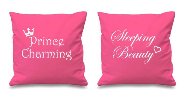 60 SECOND MAKEOVER Prince Charming Sleeping Beauty Cushion Covers in Pink - Size: 40 cm x 40 cm