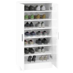Berkfield Home Shoe Cabinet High Gloss White 55x35x108 cm Engineered Wood - Size: 55 x 35 x 108 cm - thumbnail 4