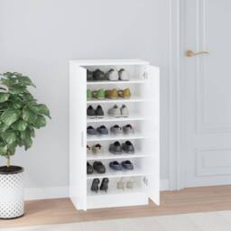 Berkfield Home Shoe Cabinet High Gloss White 55x35x108 cm Engineered Wood - Size: 55 x 35 x 108 cm - thumbnail 3