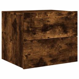 Berkfield Home Durable Wall-mounted Bedside Cabinets with LED Lights 2 pcs Smoked Oak in Brown - thumbnail 6