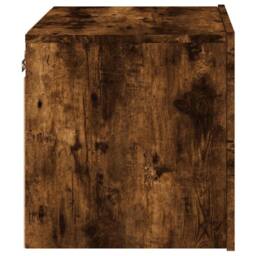 Berkfield Home Durable Wall-mounted Bedside Cabinets with LED Lights 2 pcs Smoked Oak in Brown - thumbnail 9
