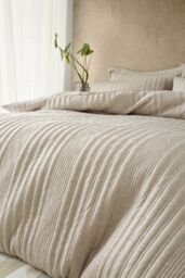 Pineapple Elephant 'Tamba Jersey Stripe' Duvet Cover Set in Natural - Size: Single - thumbnail 3
