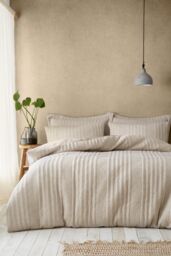 Pineapple Elephant 'Tamba Jersey Stripe' Duvet Cover Set in Natural - Size: Single