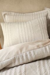 Pineapple Elephant 'Tamba Jersey Stripe' Duvet Cover Set in Natural - Size: Single - thumbnail 2