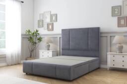 "Comfort Beds Arya Plush Divan Base 2 Drawers - 54"" Headboard-Footboard in Dark Grey - Size: Single" - thumbnail 2