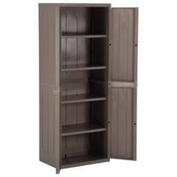 Berkfield Home Garden Storage Cabinet Brown 65x45x172 cm PP Wood Look - Size: 65 x 45 x 172 cm - thumbnail 5