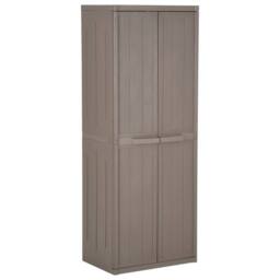 Berkfield Home Garden Storage Cabinet Brown 65x45x172 cm PP Wood Look - Size: 65 x 45 x 172 cm - thumbnail 2