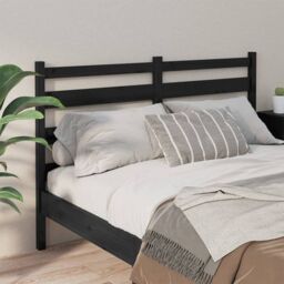 Berkfield Home Bed Headboard Black 146x4x100 cm Solid Wood Pine - Size: 146 x 4 x 100 cm - thumbnail 3
