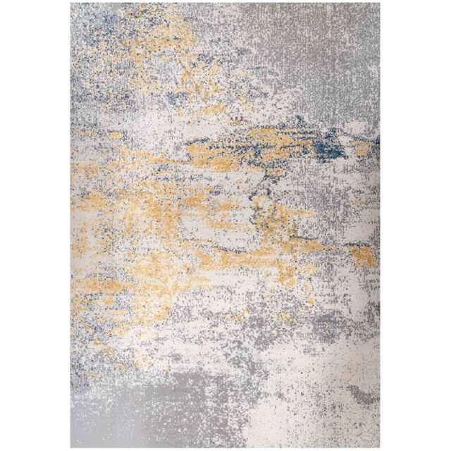 Kukoon Grey Ochre Yellow Distressed Abstract Living Area Rug - Size: 60 cm x 240 cm - image 1