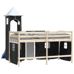 Berkfield Home Curtains for Loft Bed with Tower White & Black Polyester - thumbnail 7