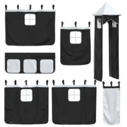 Berkfield Home Curtains for Loft Bed with Tower White & Black Polyester - thumbnail 3