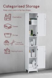 Home Discount Bath Vida Priano 2 Door Tall Cabinet Cupboard Bathroom Storage 1700 x 320 x 300 mm in White - thumbnail 3