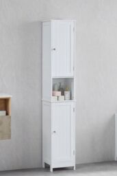 Home Discount Bath Vida Priano 2 Door Tall Cabinet Cupboard Bathroom Storage 1700 x 320 x 300 mm in White