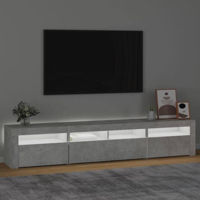 Berkfield Home TV Cabinet with LED Lights Concrete Grey 210x35x40 cm - Size: 210 x 35 x 40 cm - image 1