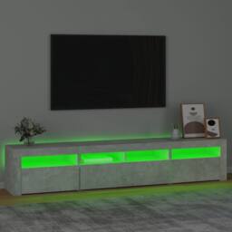 Berkfield Home TV Cabinet with LED Lights Concrete Grey 210x35x40 cm - Size: 210 x 35 x 40 cm - thumbnail 4