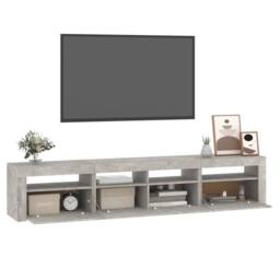 Berkfield Home TV Cabinet with LED Lights Concrete Grey 210x35x40 cm - Size: 210 x 35 x 40 cm - thumbnail 6