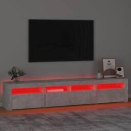 Berkfield Home TV Cabinet with LED Lights Concrete Grey 210x35x40 cm - Size: 210 x 35 x 40 cm - thumbnail 5