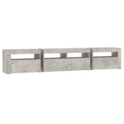 Berkfield Home TV Cabinet with LED Lights Concrete Grey 210x35x40 cm - Size: 210 x 35 x 40 cm - thumbnail 8