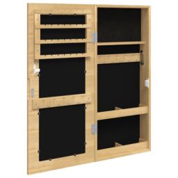 Berkfield Home Mirror Jewellery Cabinet Wall Mounted 30x8.5x67 cm in Brown - thumbnail 5